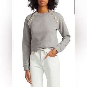 DEREK LAM 10 CROSBY Grey Lucie Button Sweatshirt